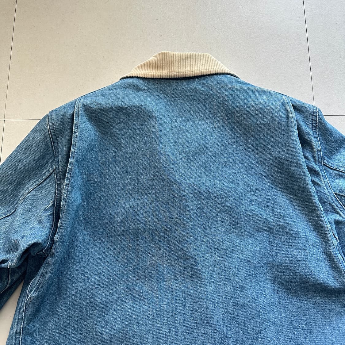 80s 엘엘빈 데님 커버올 카라 울 블랭킷 라이닝 초어 자켓  상품이미지8