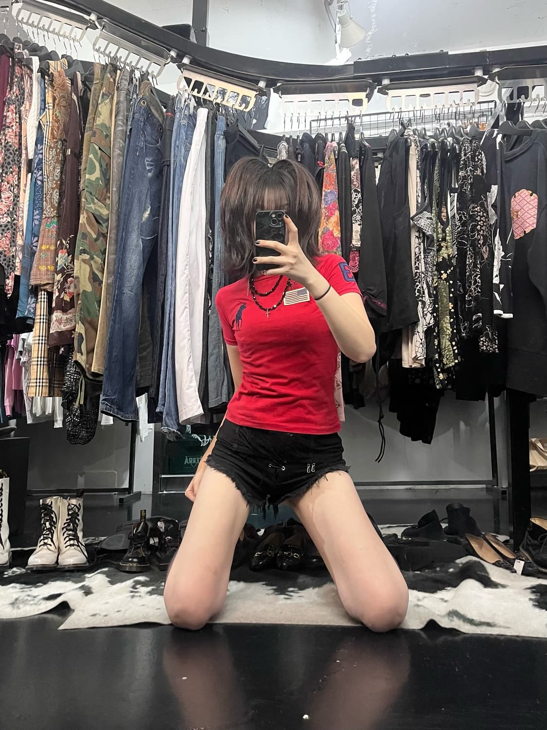 폴로 랄프로렌 슬림핏 크롭 패치 반팔 상품이미지1