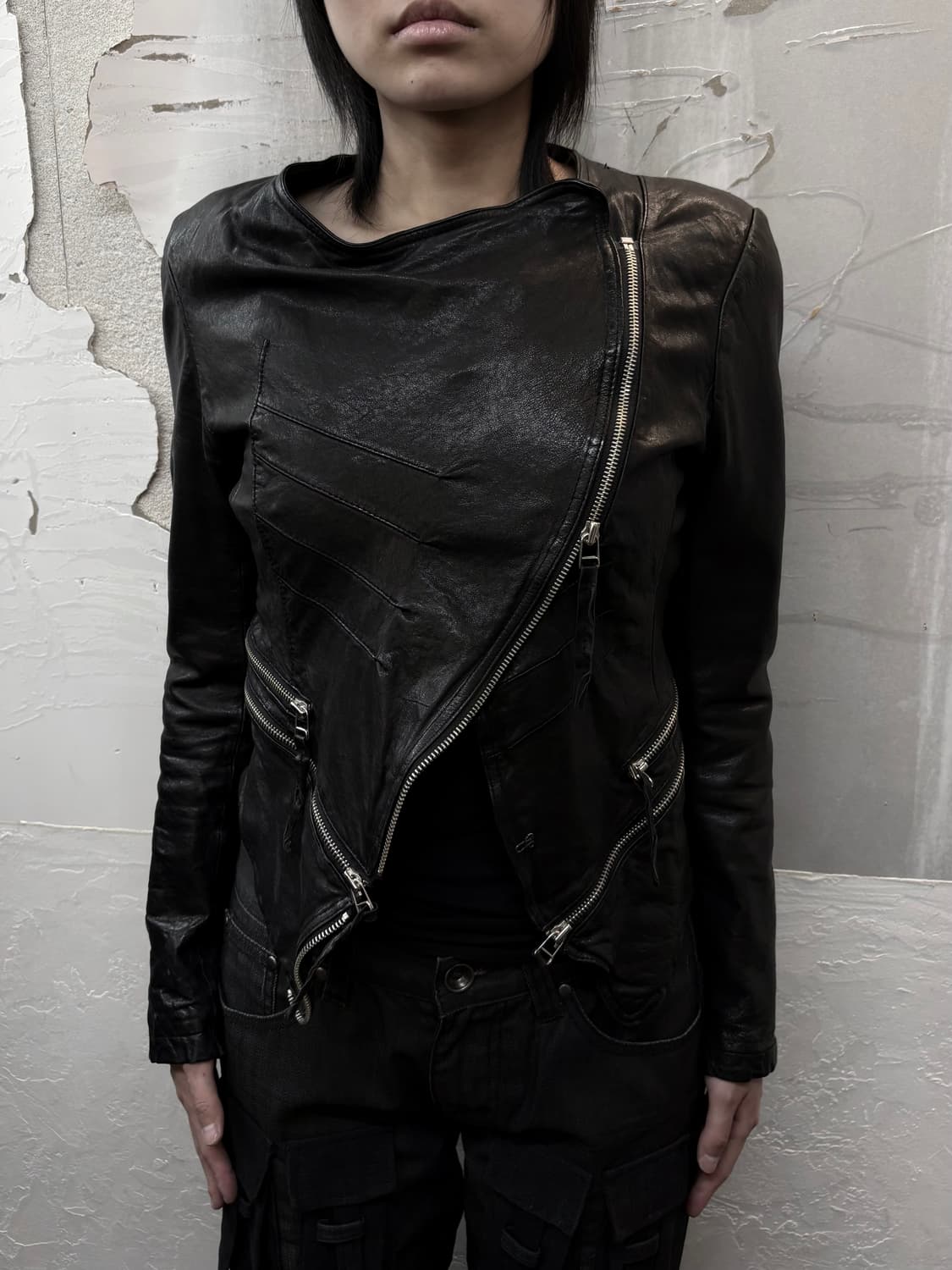 zipper detail sheepskin jacket 상품이미지3