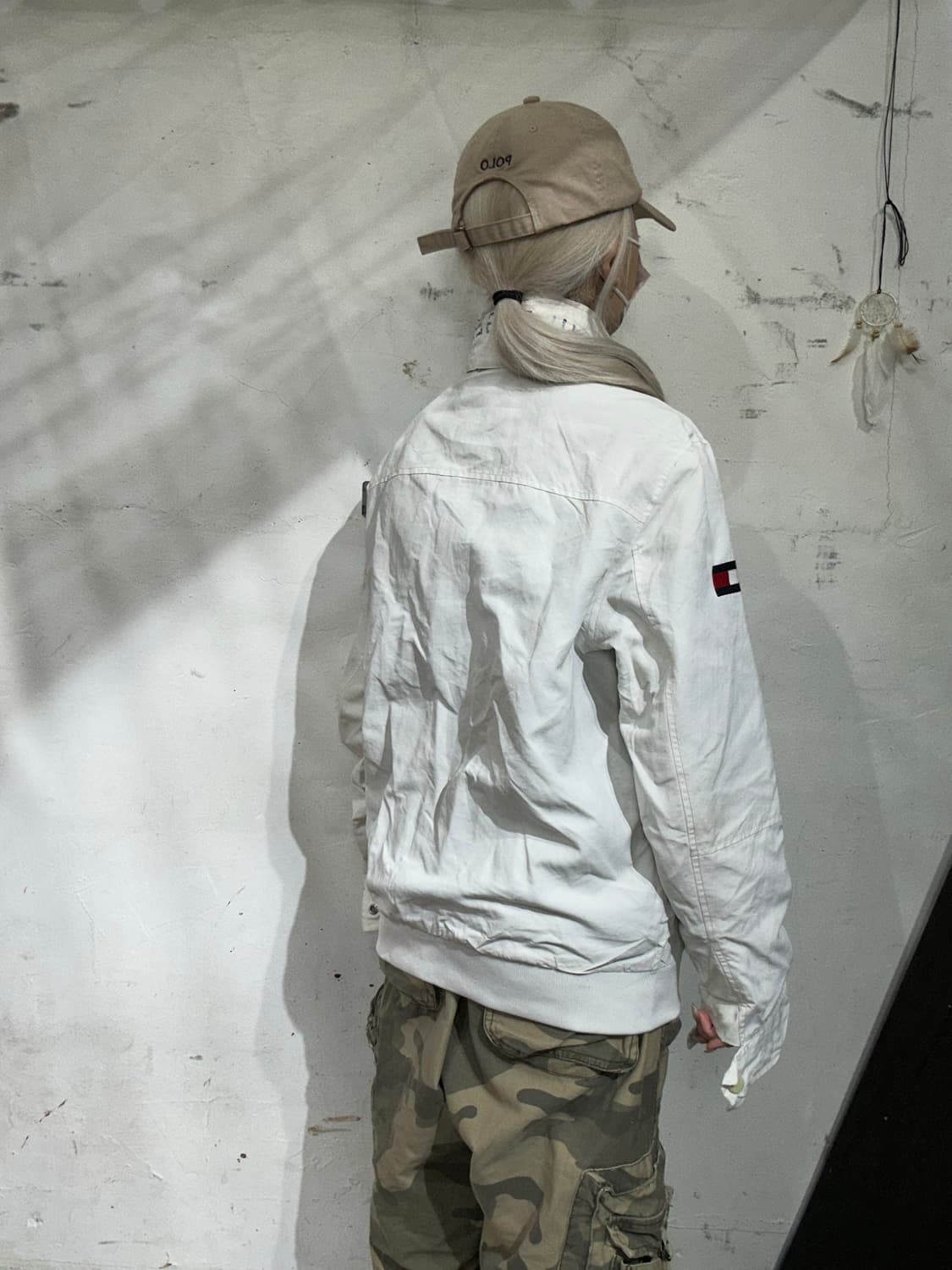 타미 힐피거 화이트 오버핏 바람막이 올드스쿨 트랙 자켓 S 상품이미지3