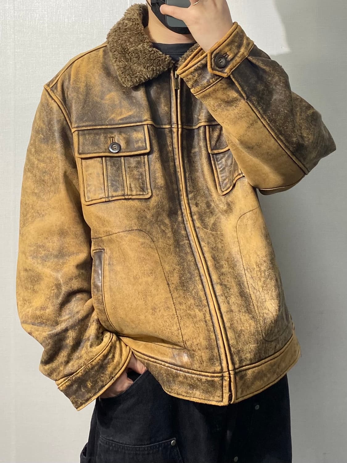 [XL] 90s Vintage GUESS 게스 빈티지 에이징 레더자켓 상품이미지8