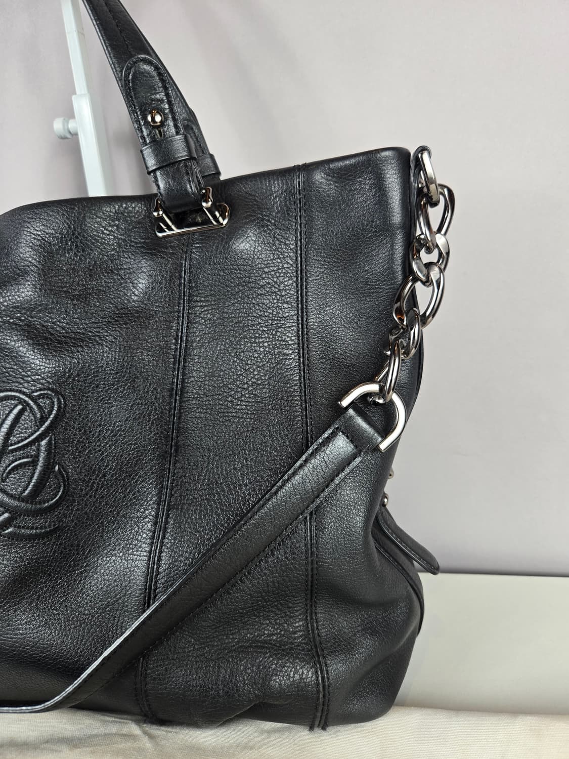 루이까또즈 가죽 체인 숄더백 토트백 블랙 상품이미지4