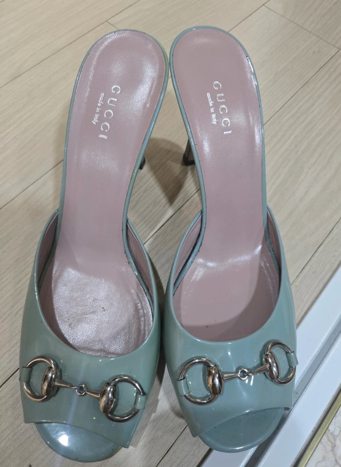 Gucci y2k 구찌 홀스빗 페이던트 민트 뮬 하이힐 37 상품이미지2