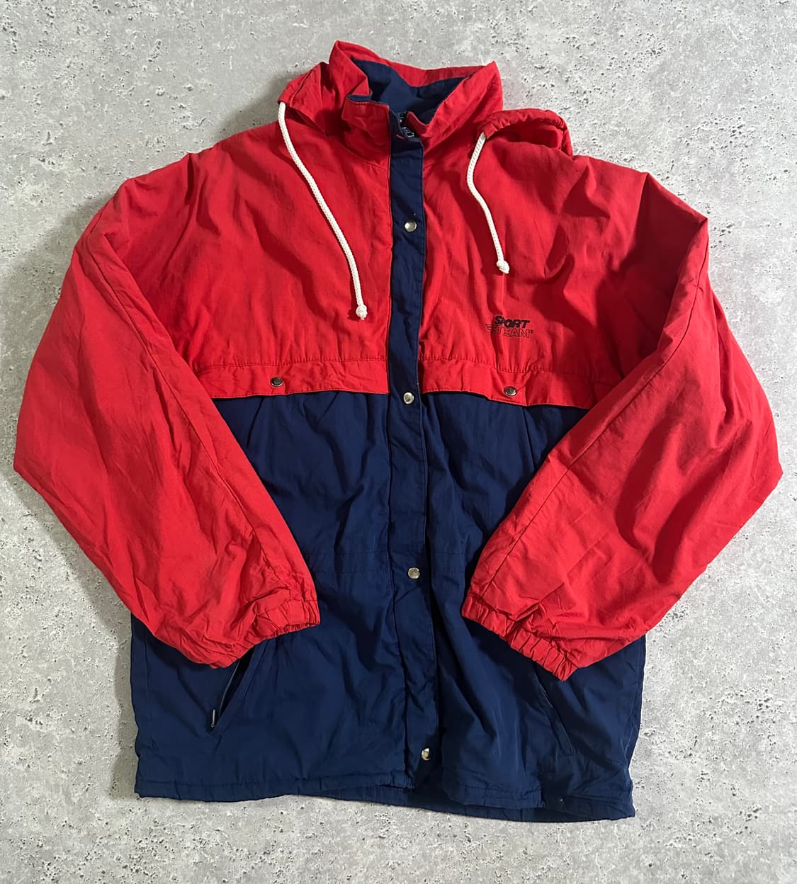 90s 빈티지 스포츠 팀 레드 네이비 배색 후드 자켓 상품이미지2