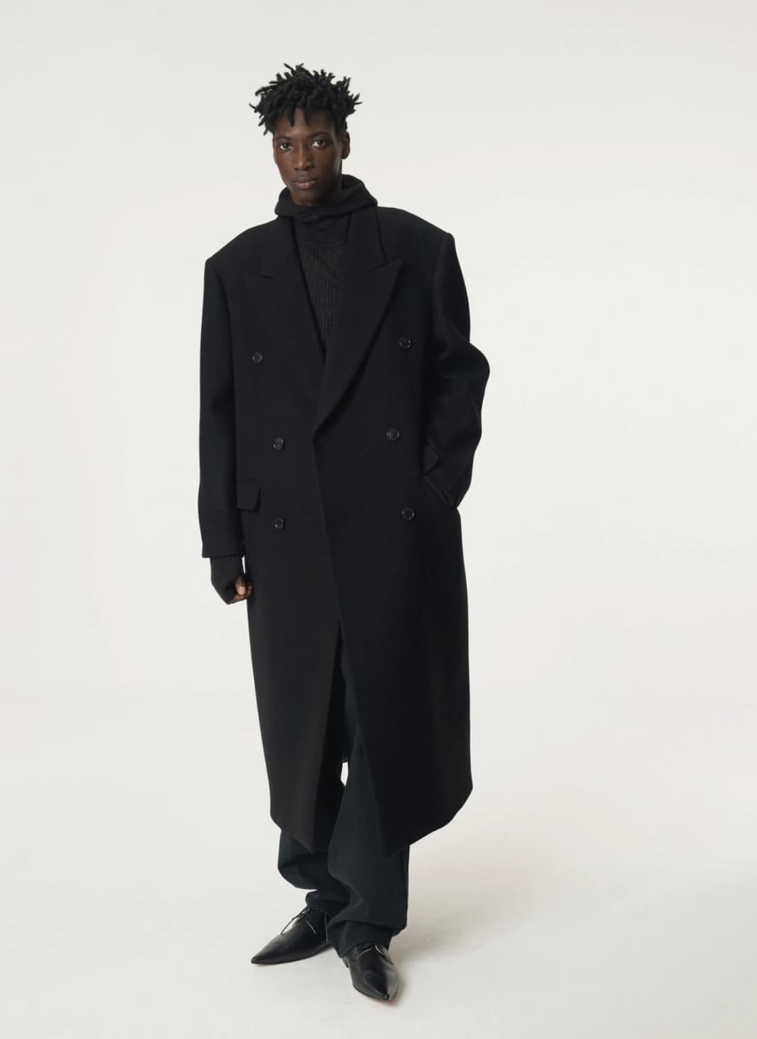 [XL] 렉토 25FW 클래식 더블 코트 블랙 상품이미지3