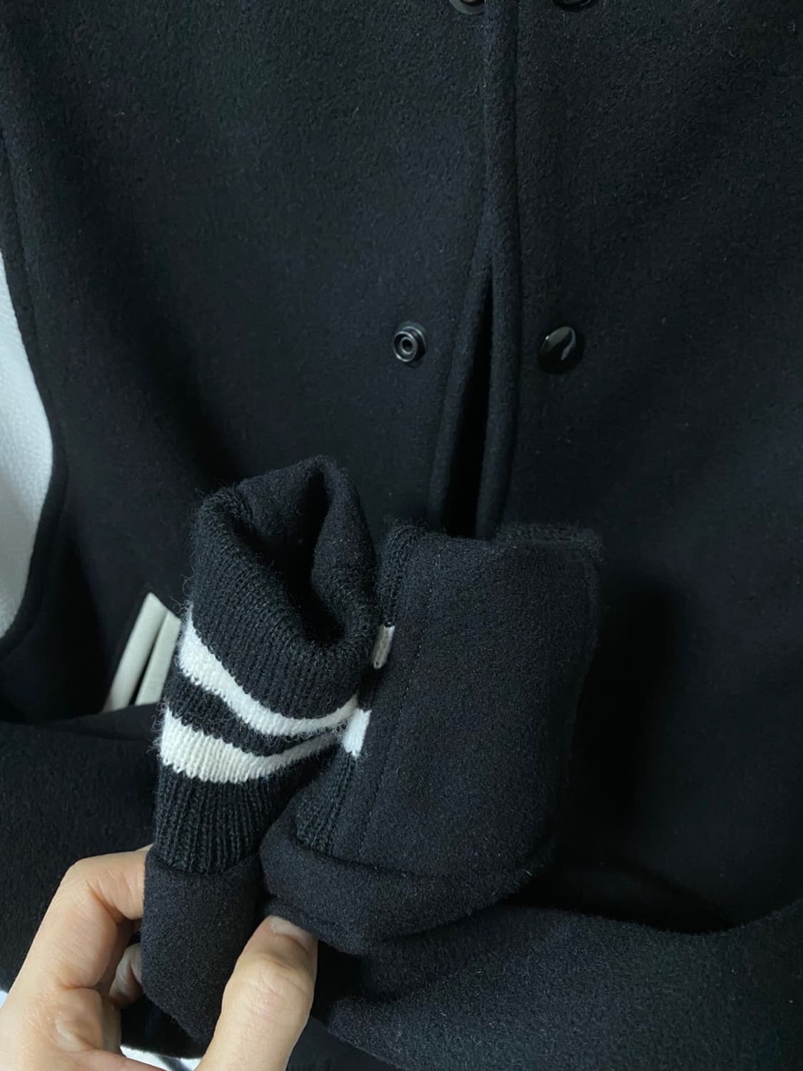 골든베어 / 테디자켓 바시티 검흰 / S (95-1 상품이미지8