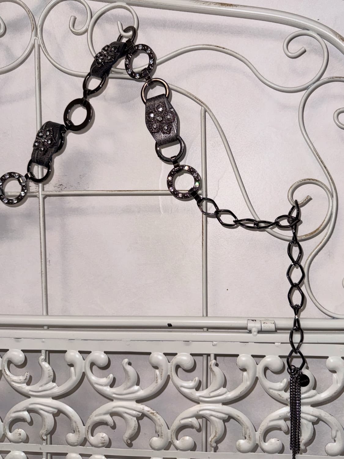 Silver oriental flower cubic chain belt  상품이미지3