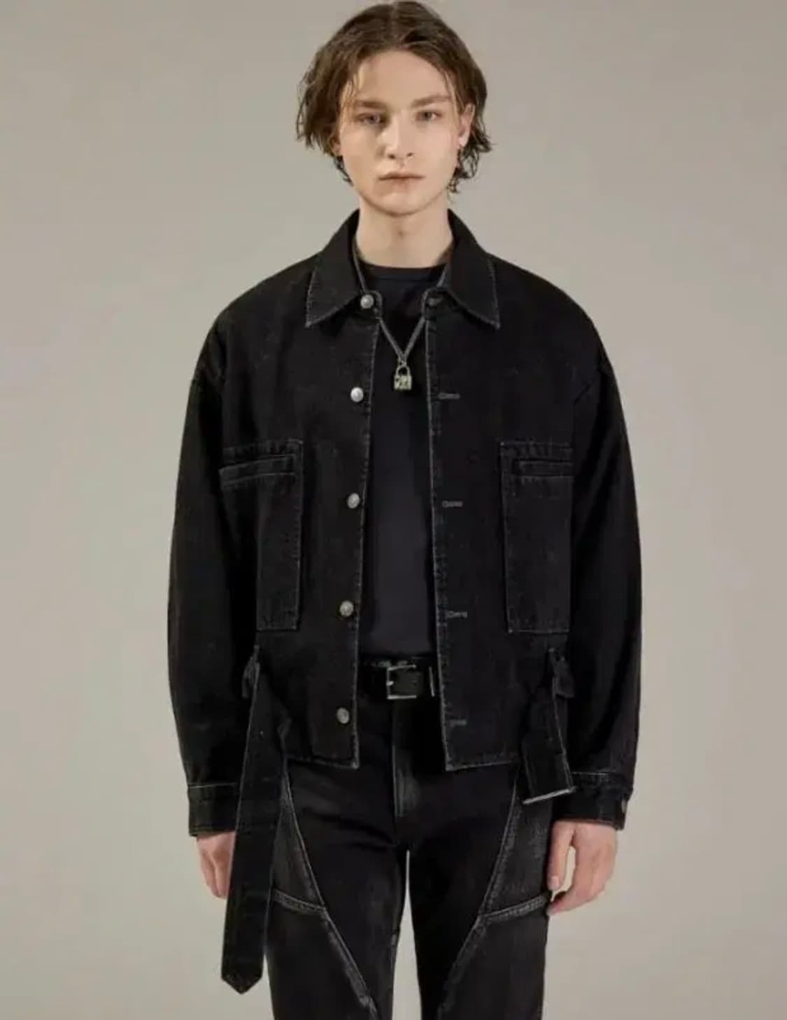 메종미네드 크롭 흑청 데님 자켓 M 상품이미지2