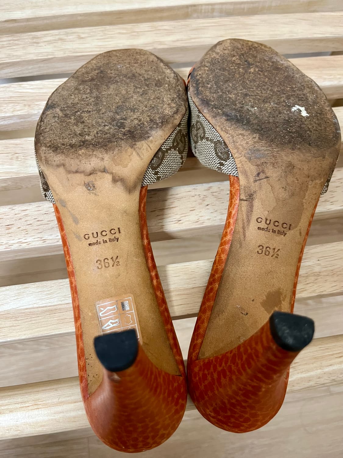 구찌 뮬 샌들 오렌지/브라운 36 1/2 정품 상품이미지3