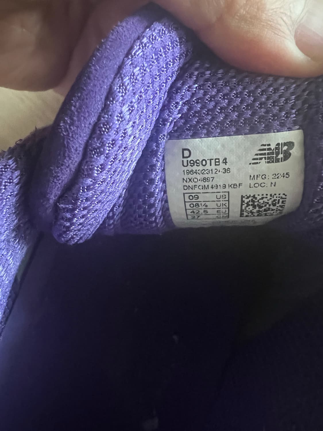 뉴발란스 U990TB4 퍼플 270mm 상품이미지2