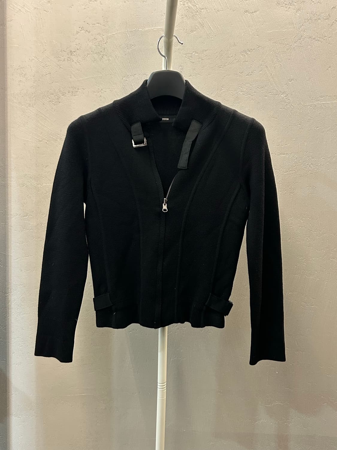SYSTEM 블랙 니트 집업 가디건 상품이미지3