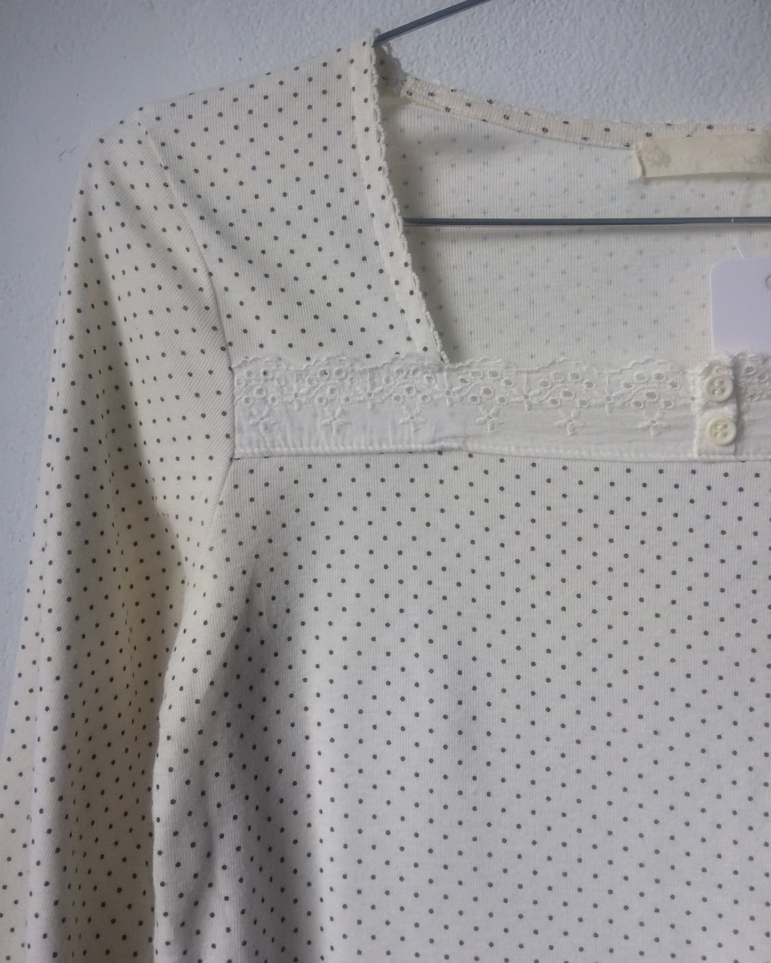 Crochet trimming dot pattern sleeve 상품이미지3