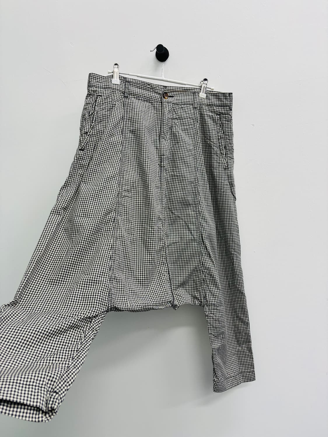 꼼데가르송 깅엄 체크 드롭 크로치 배기 팬츠 상품이미지2
