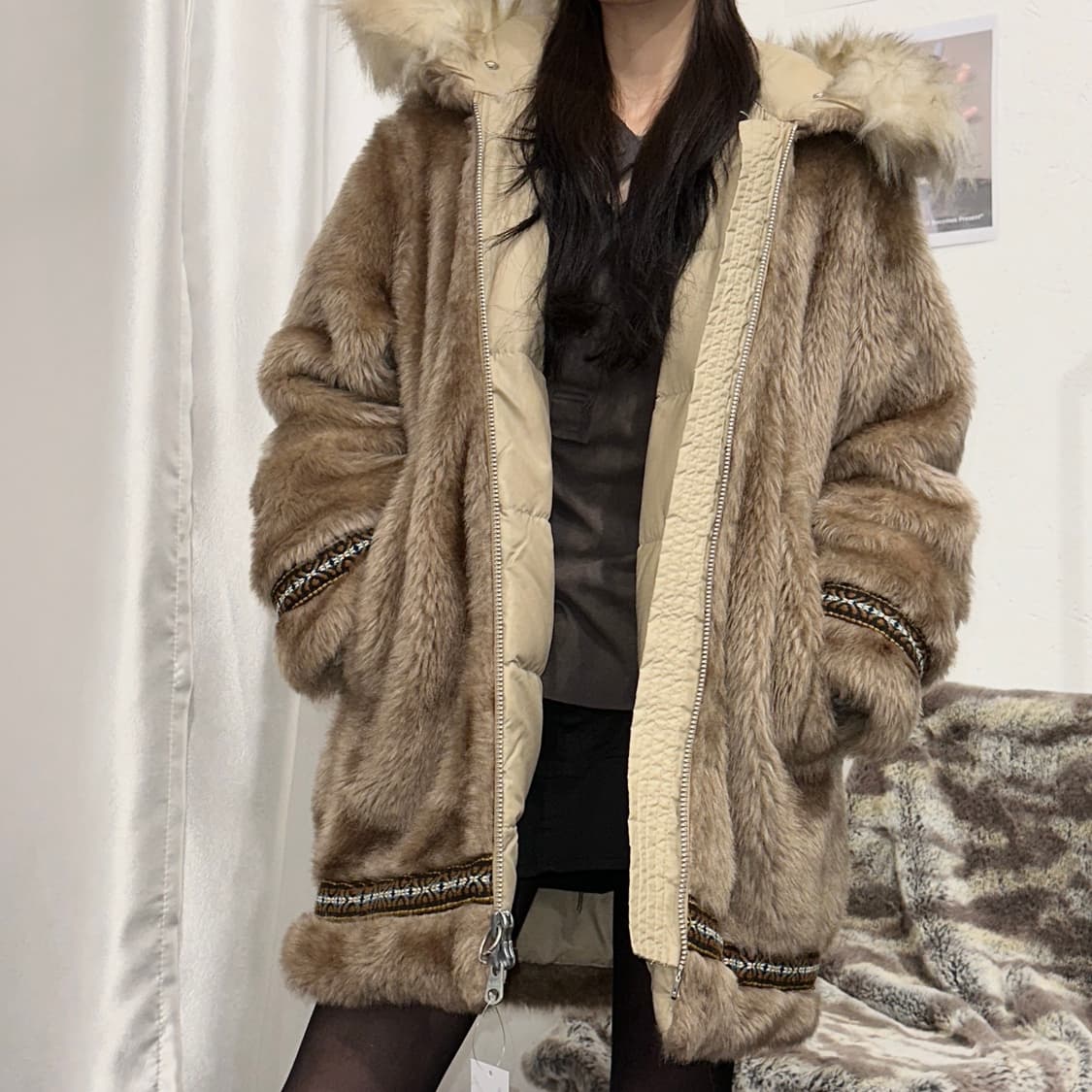 1970s 빈티지 HANSA 털 구스 다운 패딩 코트 상품이미지5