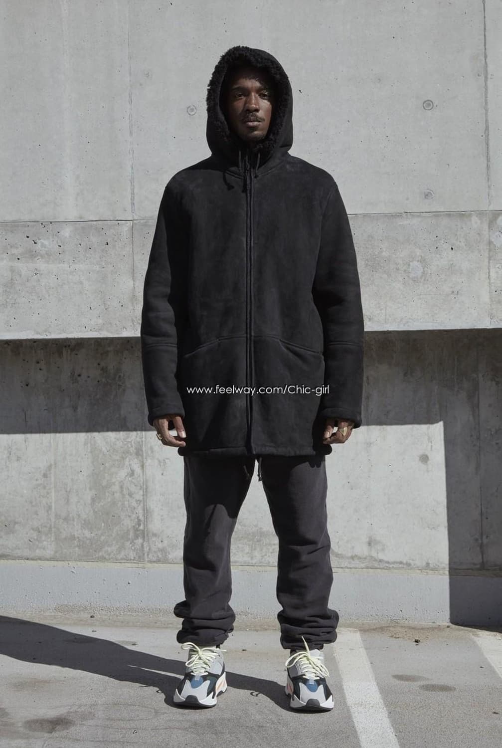 XS 이지 시즌 롱 후드 무스탕 상품이미지1