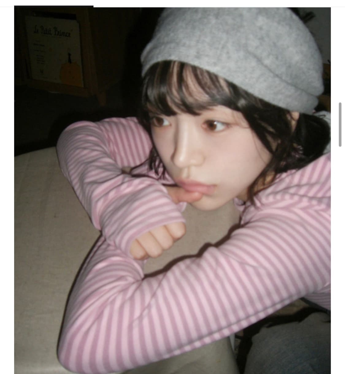 [새상품]김아홉 ST ice cream 핑크 스트라이프 기모 워머 긴팔  상품이미지1