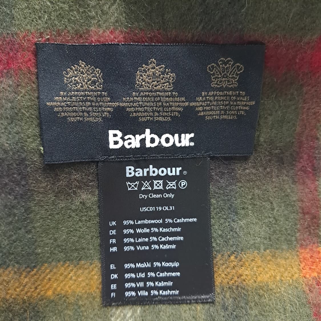 MX584 바버 램스울캐시미어 타탄체크 올리브 머플러 목도리 상품이미지5