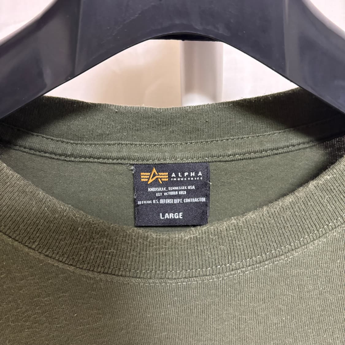 알파인더스트리 ARMY 성조기 프린트 반팔 티셔츠 / 올리브, L 상품이미지4