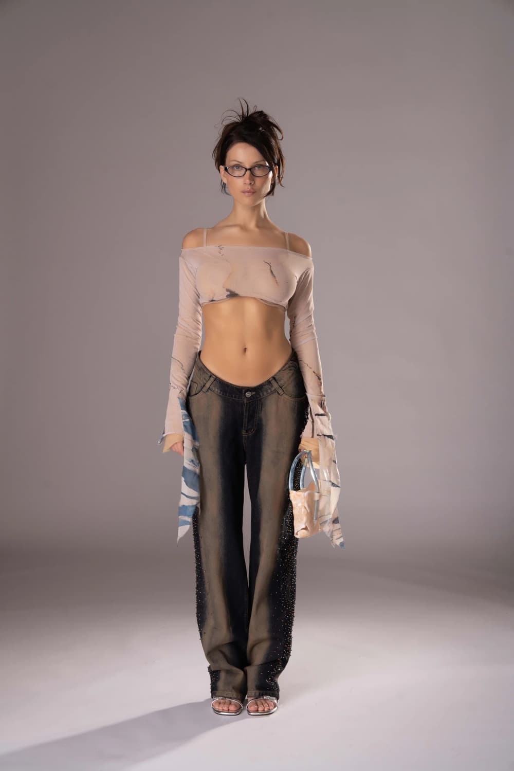 604service Beaded U Shape Waist Jean 상품이미지5