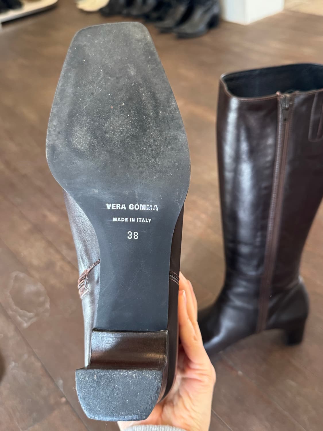 [MADE IN ITALY] 23구 스퀘어 토 가죽 롱부츠 상품이미지10