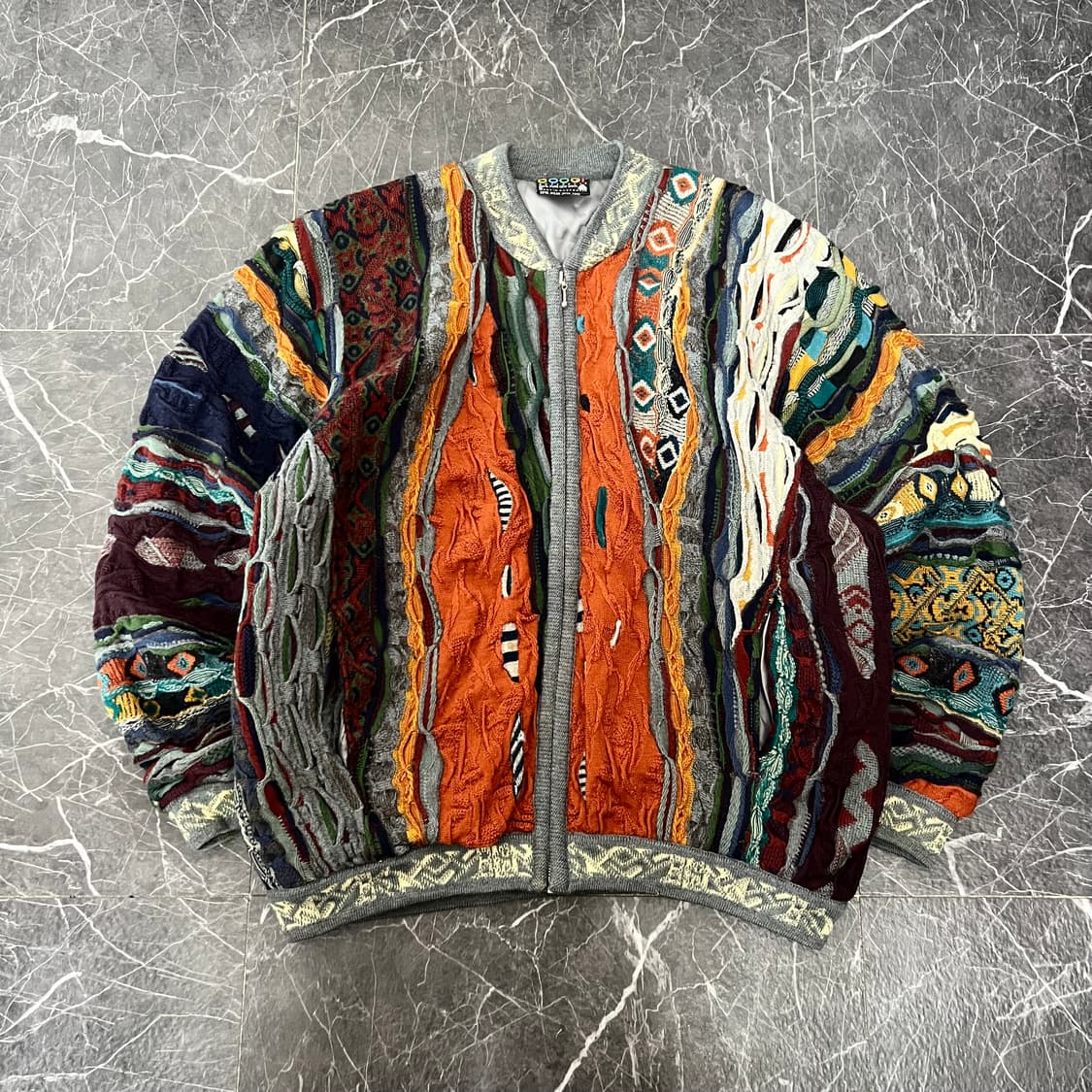 COOGI 쿠지 멀티컬러 케이블 니트 집업 자켓 상품이미지1