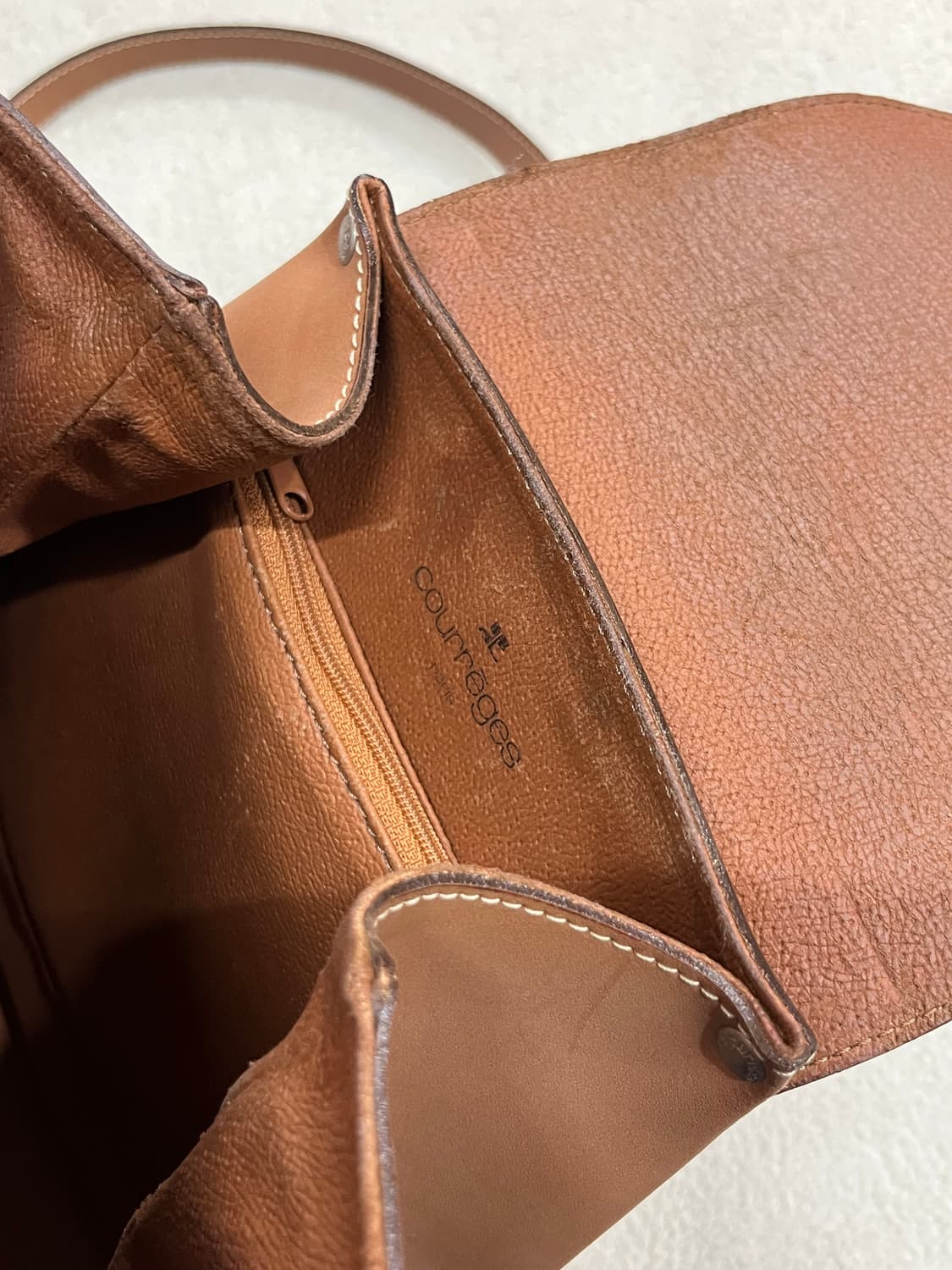 90s COURREGES 로고 가죽 백팩 브라운 상품이미지7