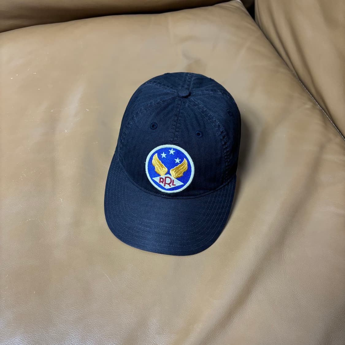 RRL 더블알엘 랄프로렌 폴로 윙로고 6패널 볼캡 모자 워시드 블랙 상품이미지1