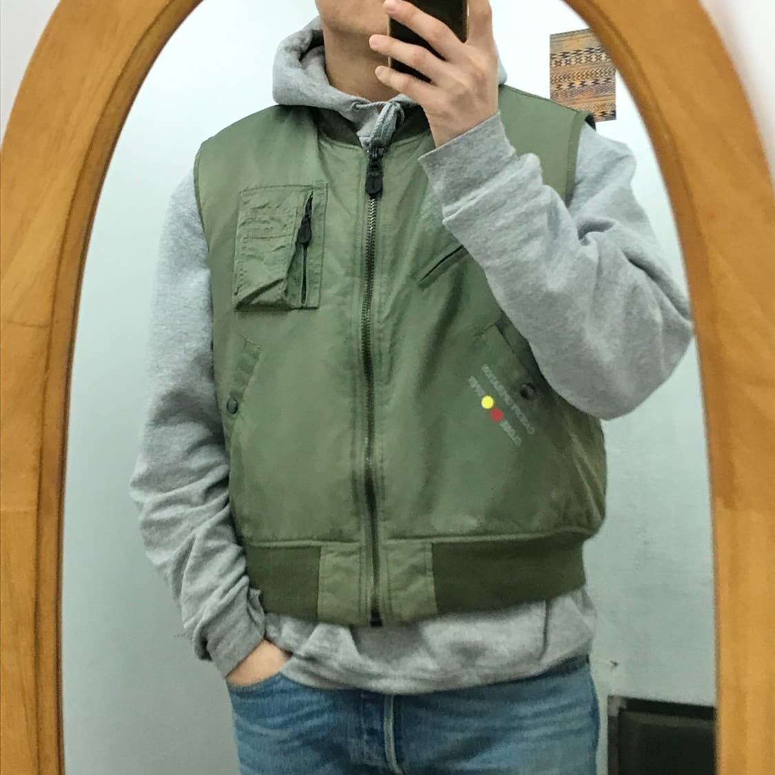 프로퍼 카키 집업 플라이트 자켓 베스트 남성 105 사이즈 상품이미지8