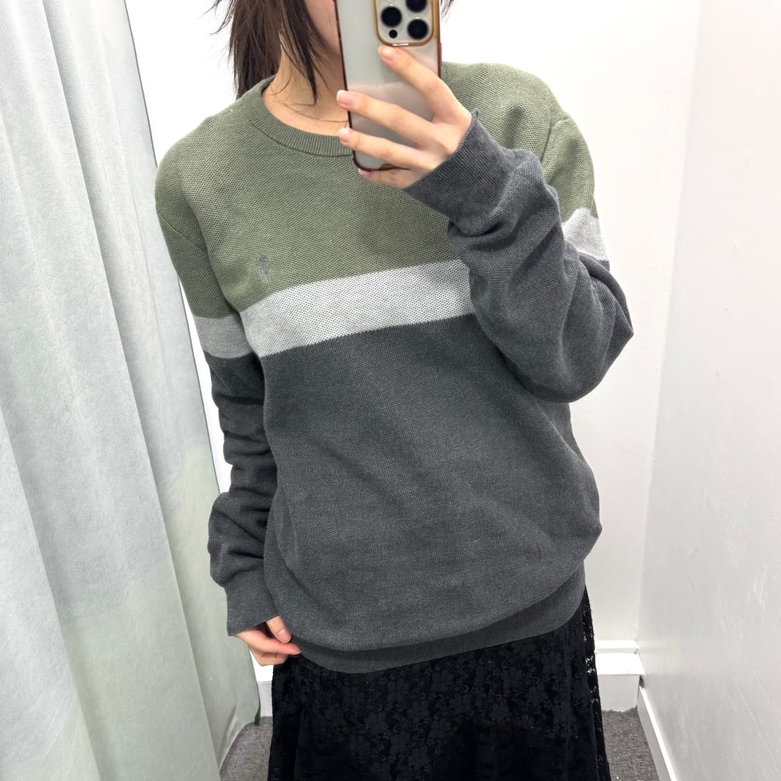 폴로 그린차콜 배색 코튼니트 상품이미지1