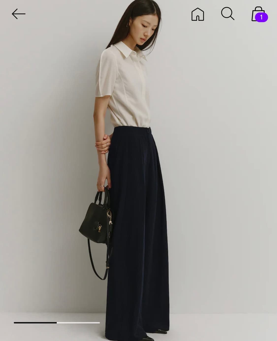 시에 Sie 로이 핀턱 와이드 팬츠 딥네이비 롱 S 상품이미지2