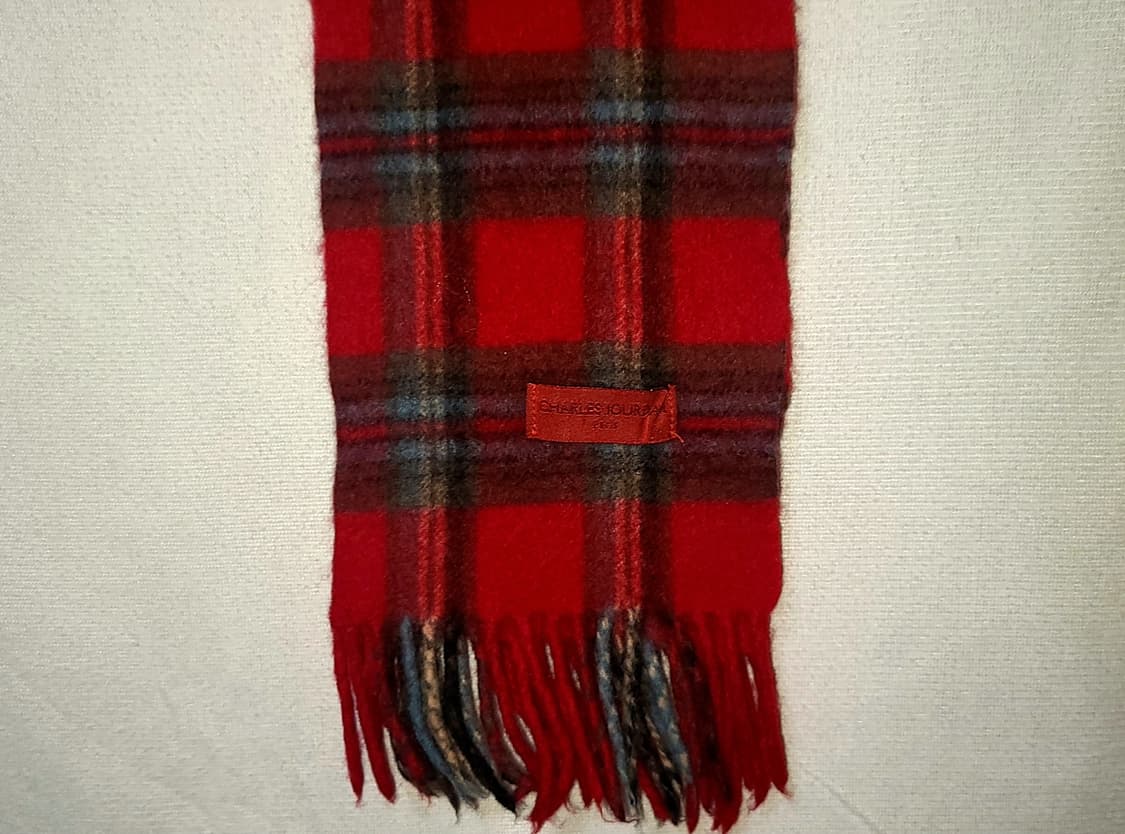 Charles Jourdan 샤를 쥬르당 레드 체크 울 머플러 상품이미지4