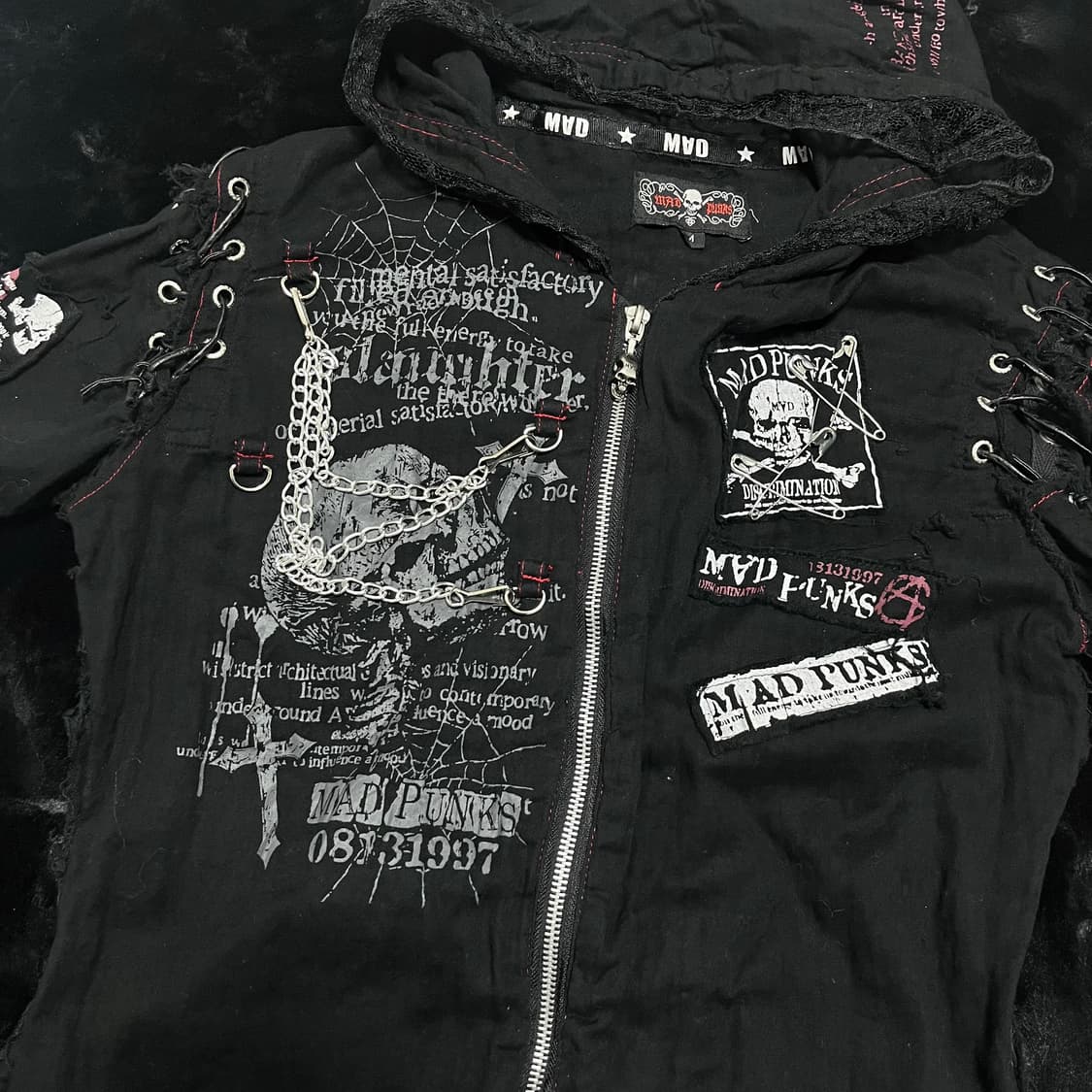 Madpunk 매드펑크 체인 반팔 원피스 후드집업 고스펑크 상품이미지2
