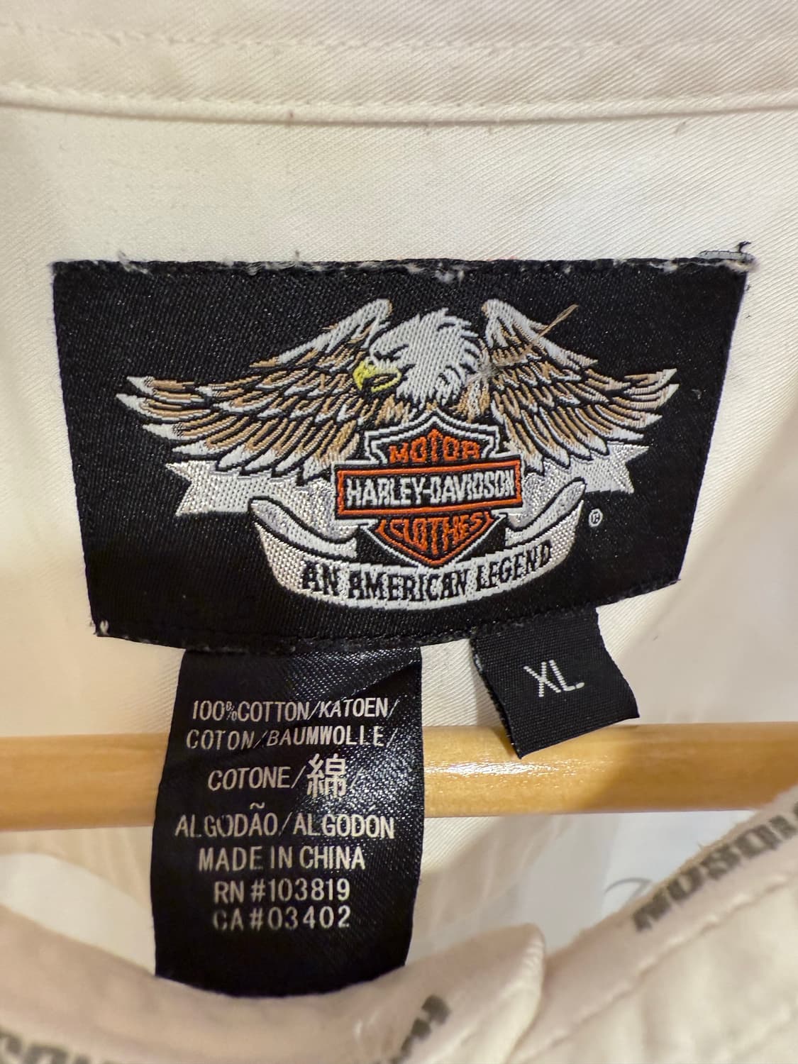 할리데이비슨 더블포켓 자수로고 화이트 반팔셔츠 상품이미지2