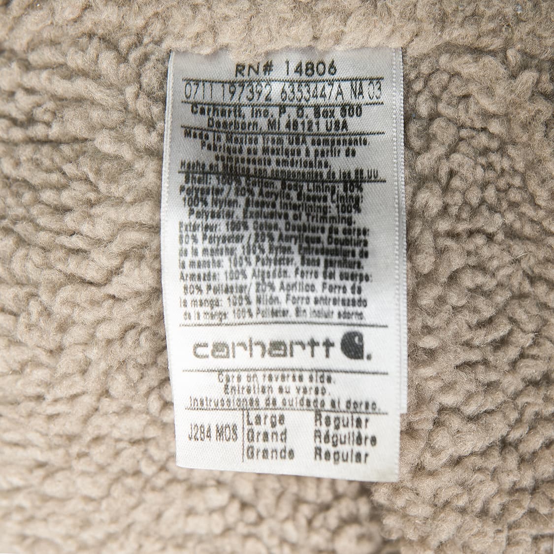 [113] 칼하트 J284 MOS 샌드스톤 쉐르파 라이닝 워크자켓  상품이미지9