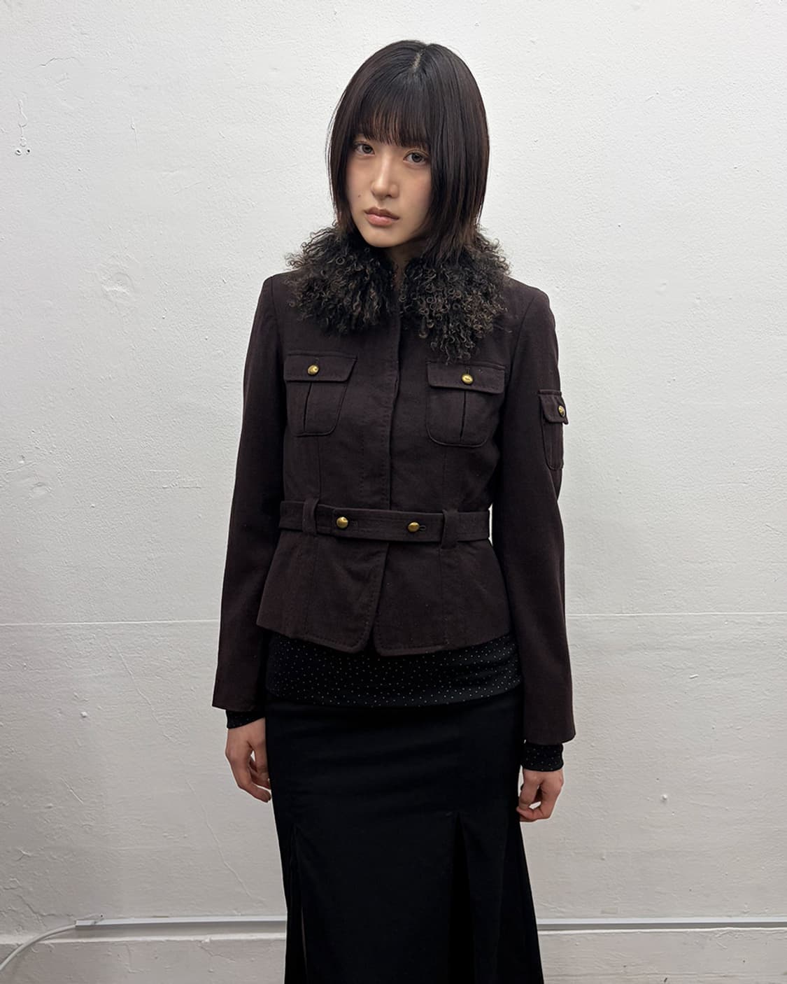 빈티지 퍼 트리밍 로브 자켓 상품이미지1