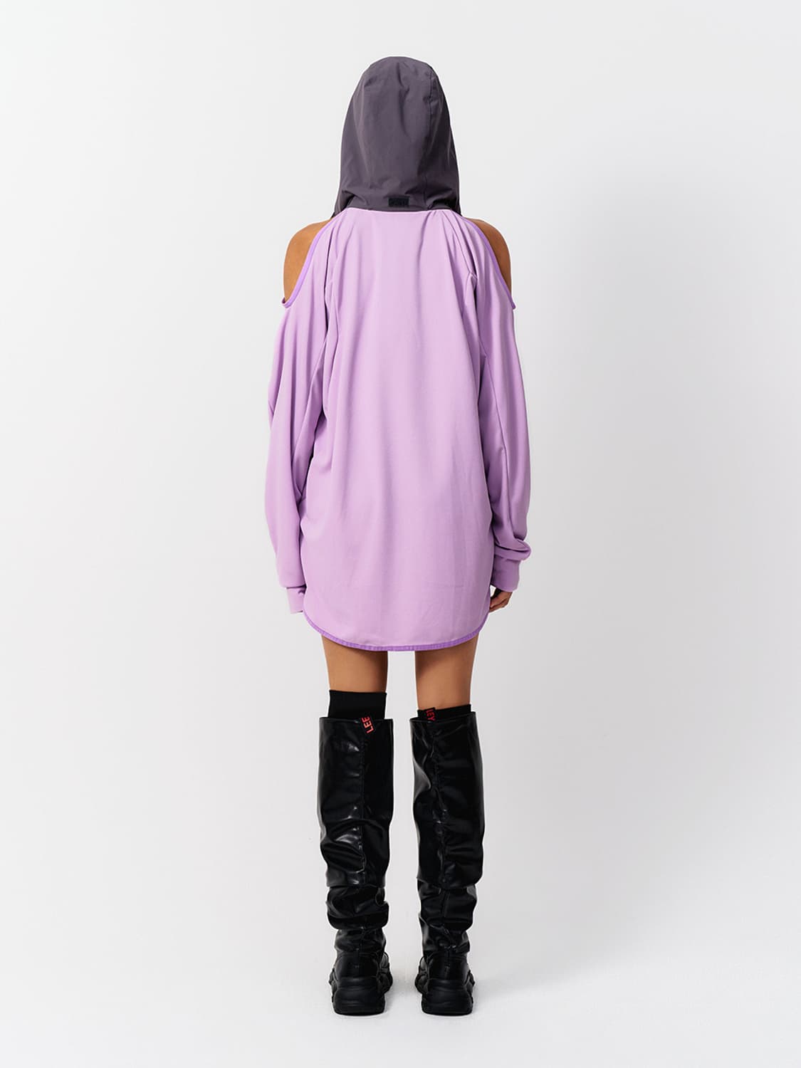 YEEL SPORTY OPEN SHOULDER HOODED GRAY  상품이미지2