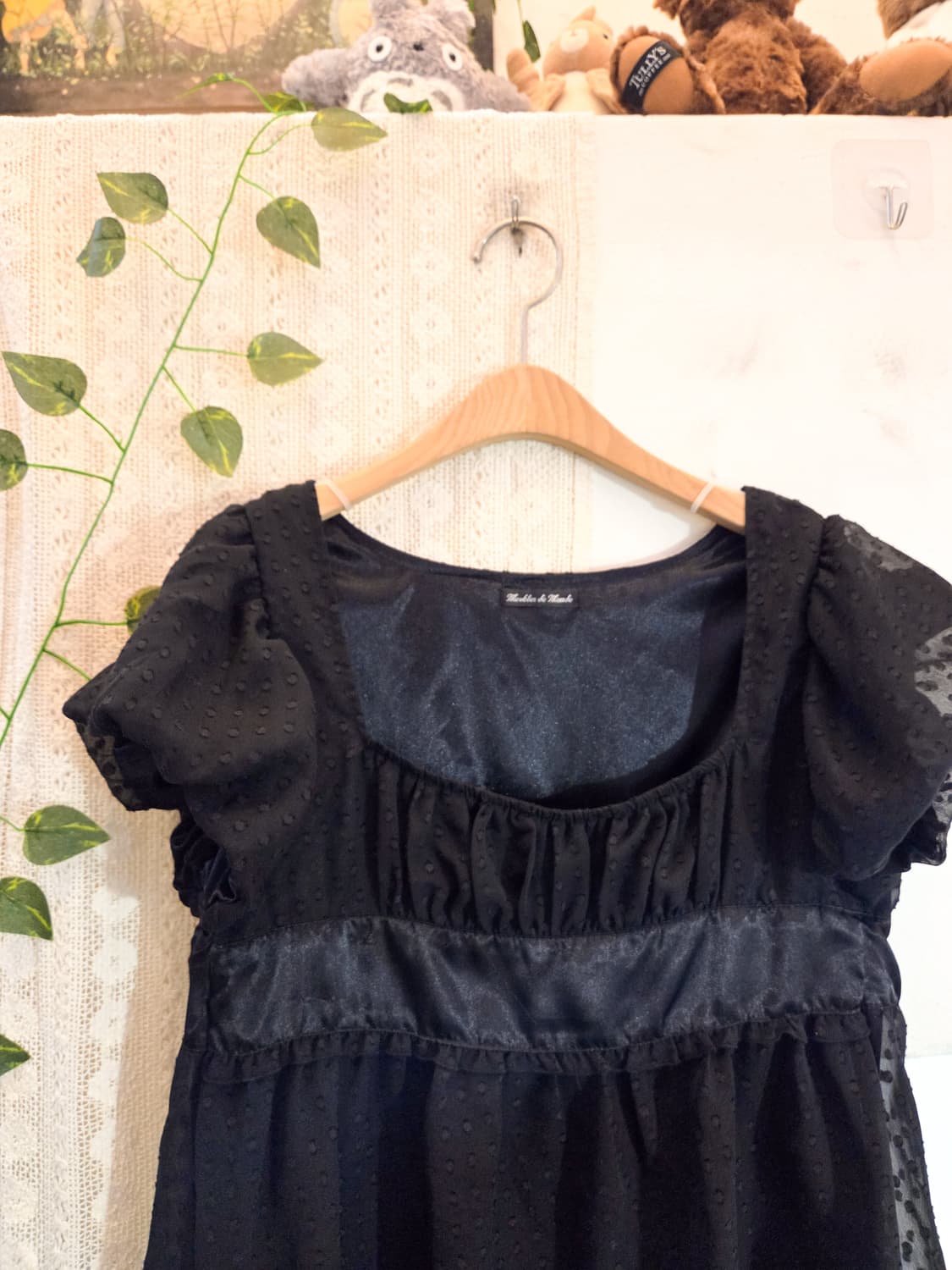 블랙 도트 쉬폰 블라우스 상품이미지2