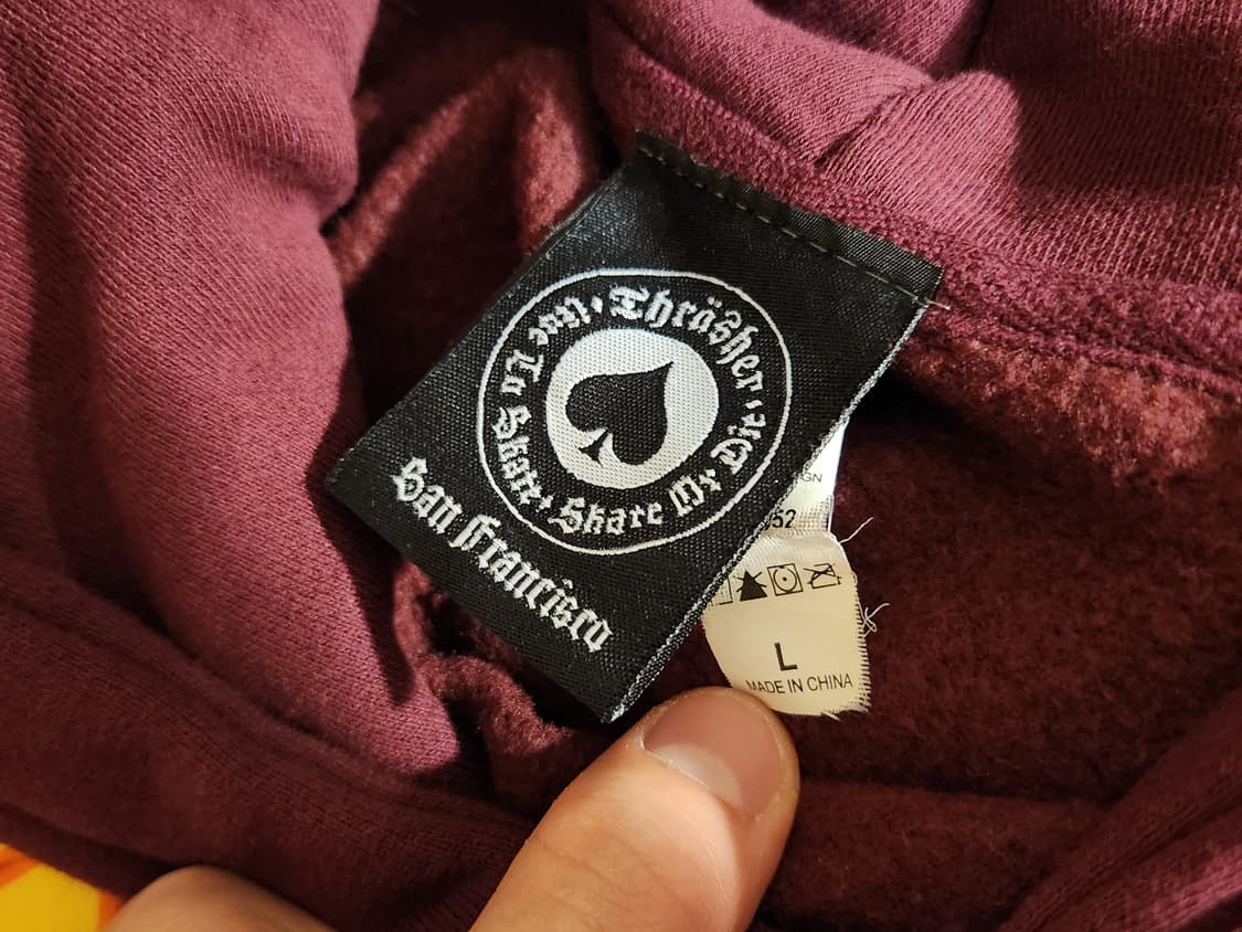 트레셔 버건디 플레임 로고 후드티 L 상품이미지3