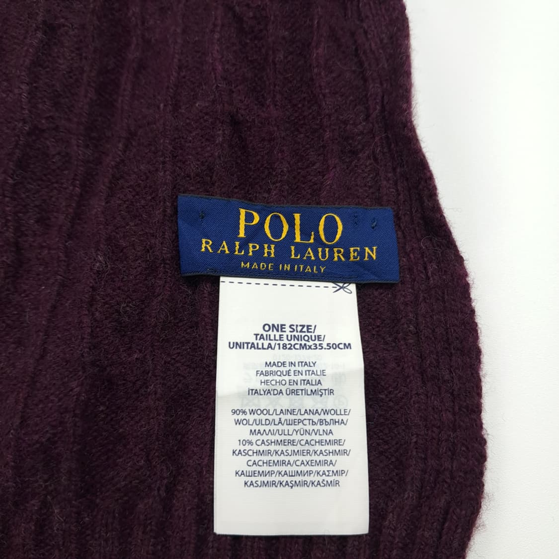 MX282 폴로 랄프로렌 버건디 울 캐시미어 케이블 니트 목도리 머플러 상품이미지6