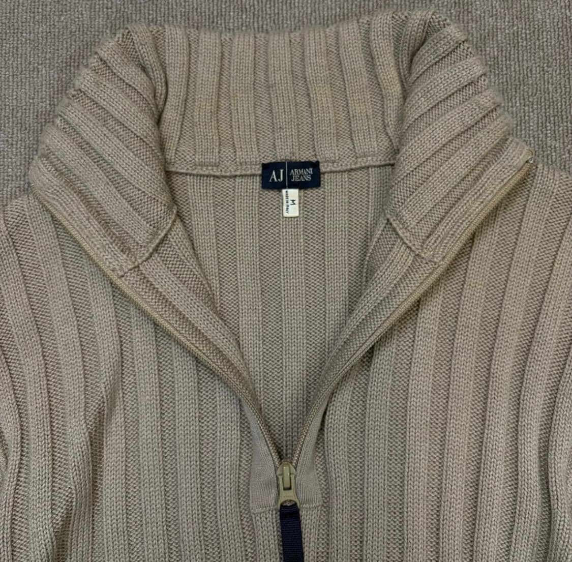 90s ARMANIjeans 알마니 반집업 골지 니트 맨즈 상품이미지3