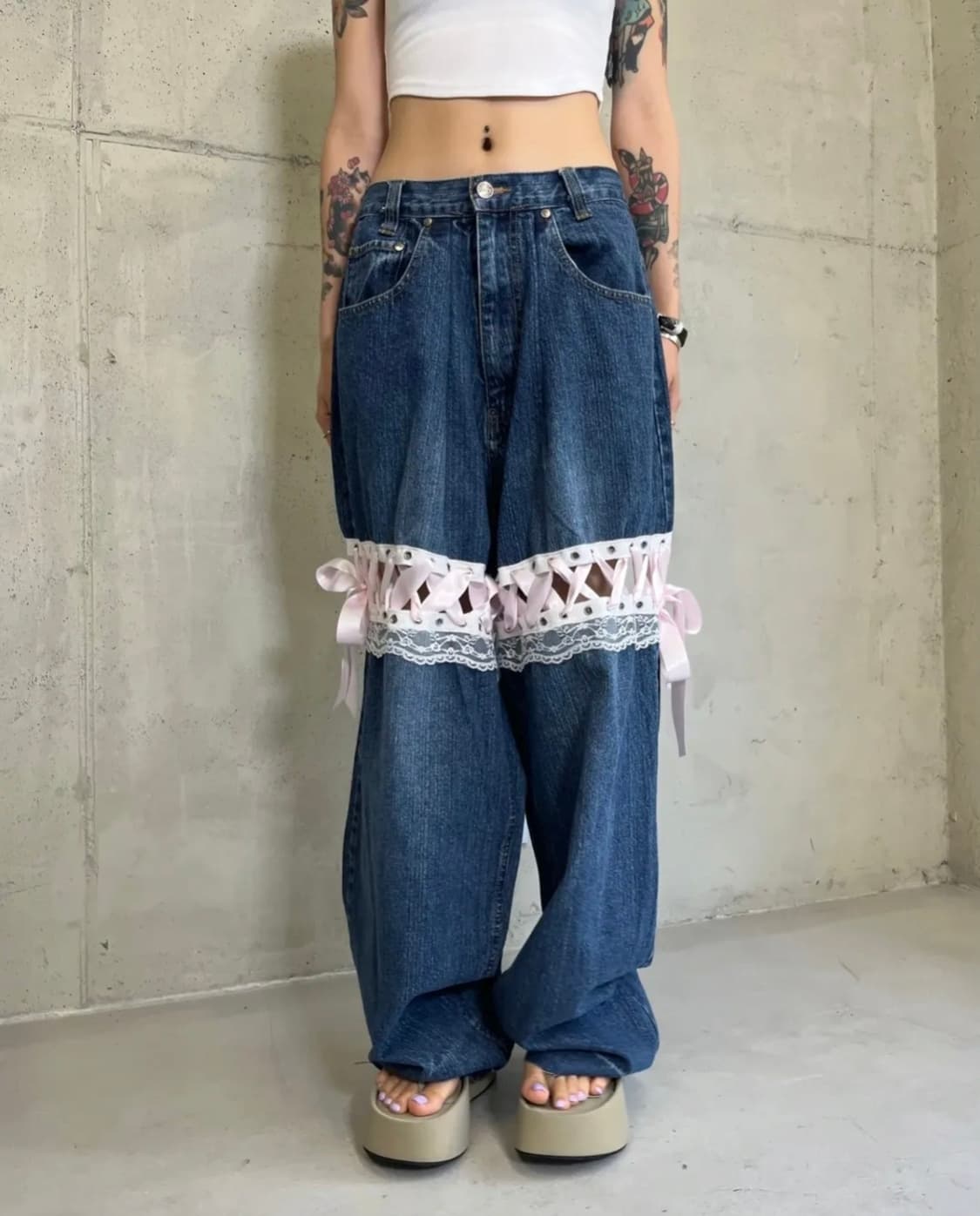 더미스테리어스호텔 커스텀 웨딩 데님 팬츠 상품이미지1