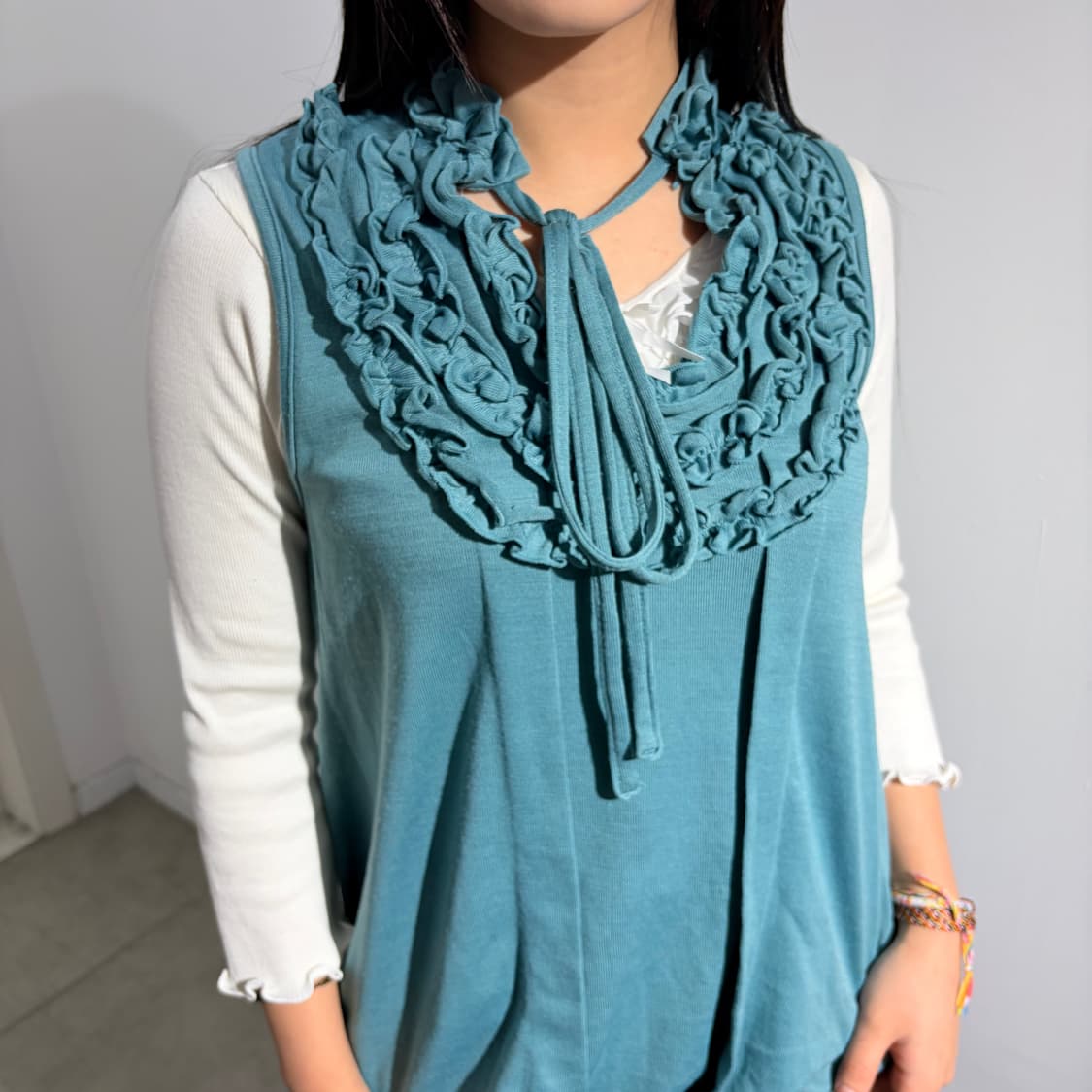 PQ 민트 프릴 레이어드 원피스 상품이미지3