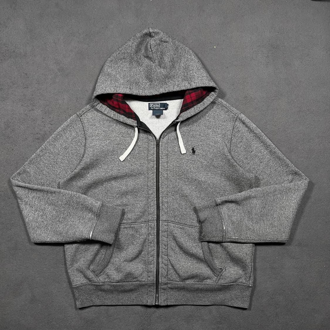 폴로 체크 후드 그레이 후드집업 상품이미지2