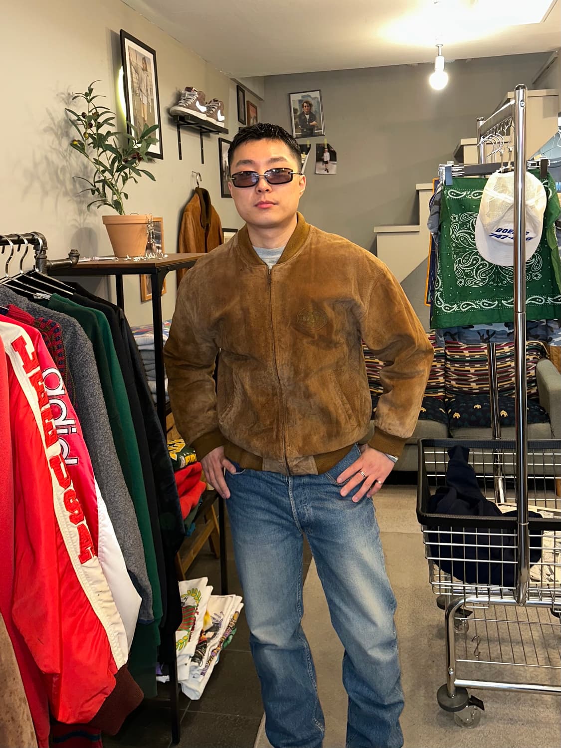 90's Japanese pig-leather bomber jacket 상품이미지1