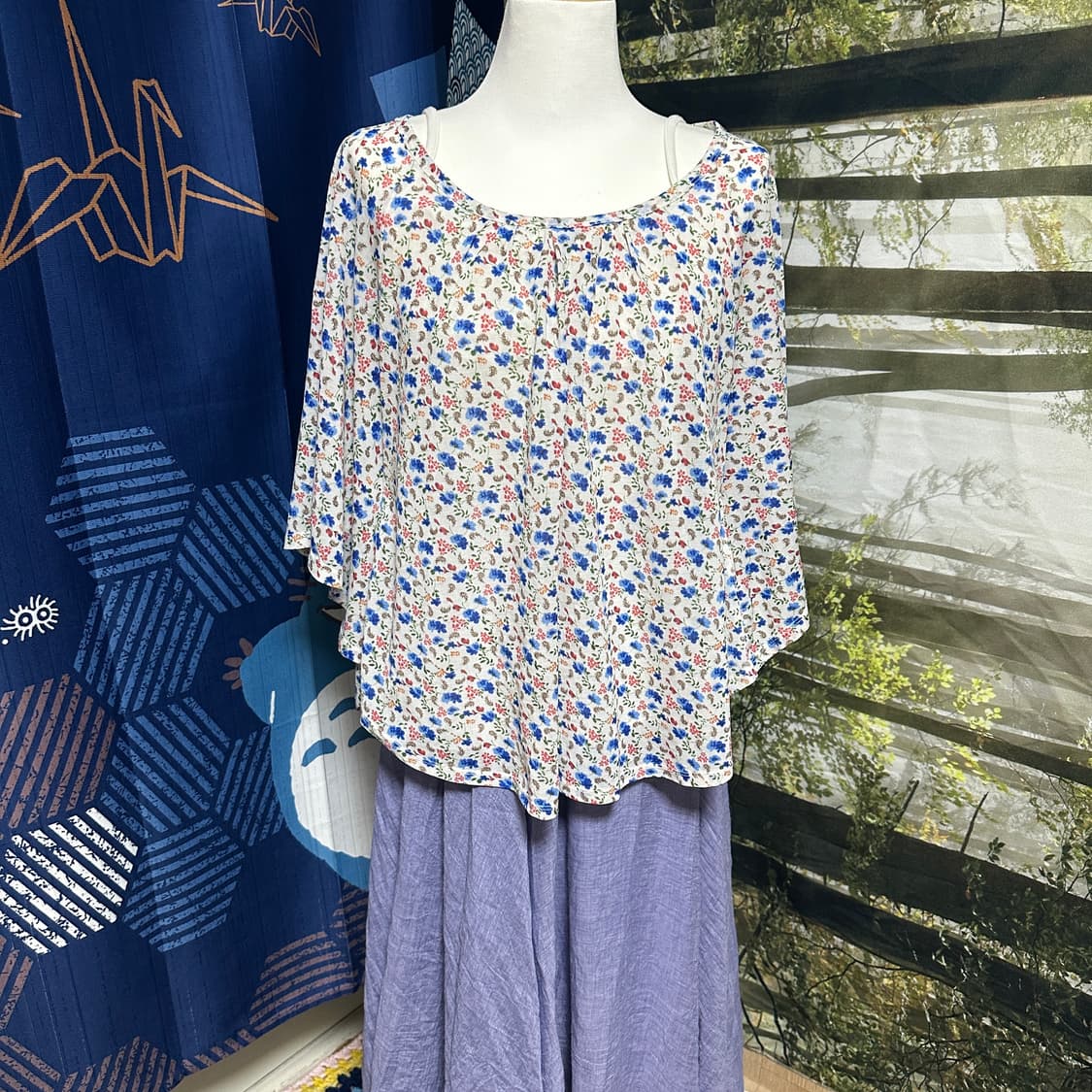 무료나눔:) 빈티지 하구미 플라워 케이프핏 블라우스 상품이미지1