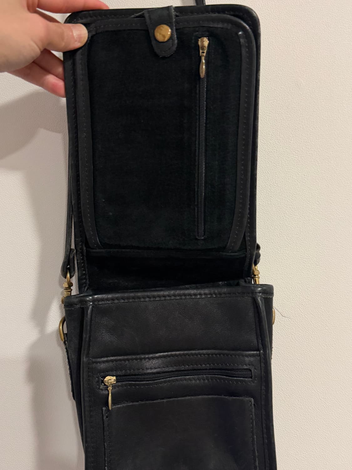 올드 빈티지 멀티포켓 리얼레더 미니 크로스백 상품이미지4