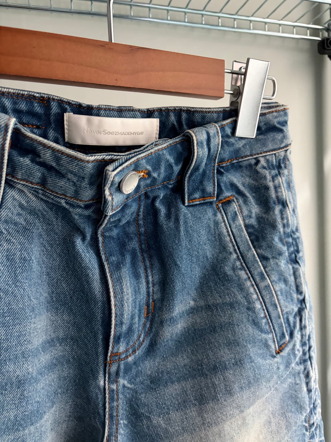 NEVERSEEZ 사이드 워시드 데님 s 상품이미지4