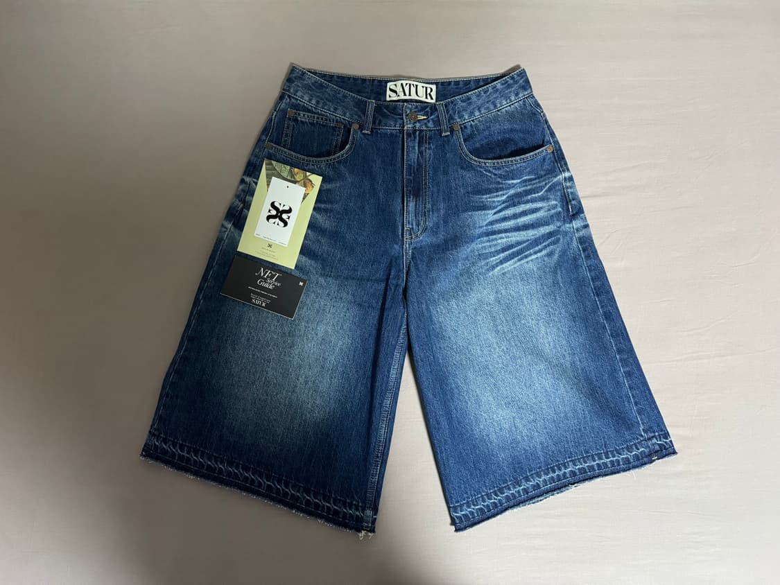 (새상품) 세터 가봉 데님 버뮤다 팬츠 인디고 블루 상품이미지1