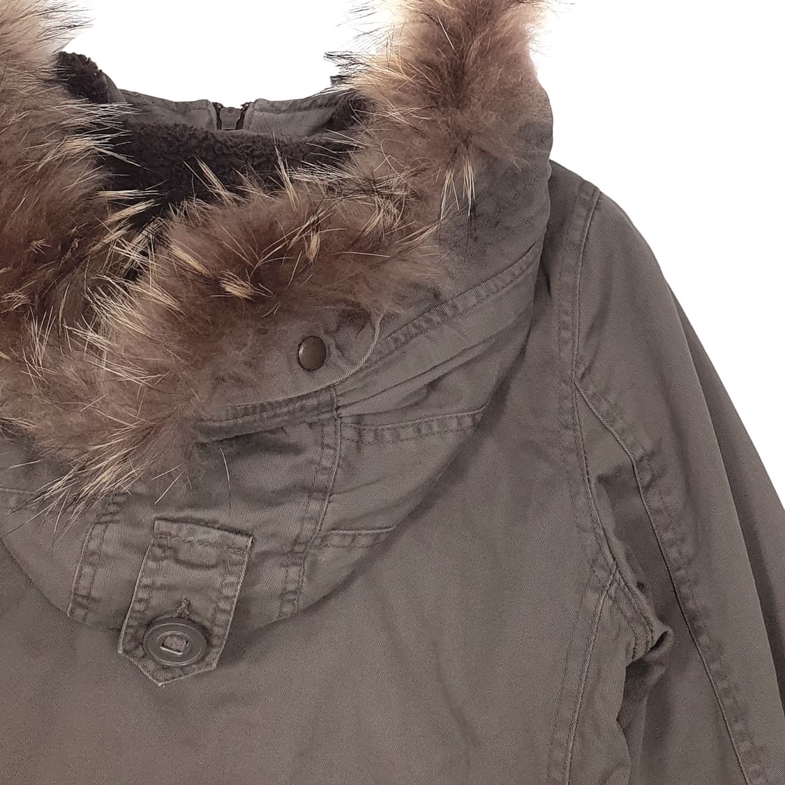 타누키 퍼 누빔 야상 점퍼 카키 브라운 상품이미지8