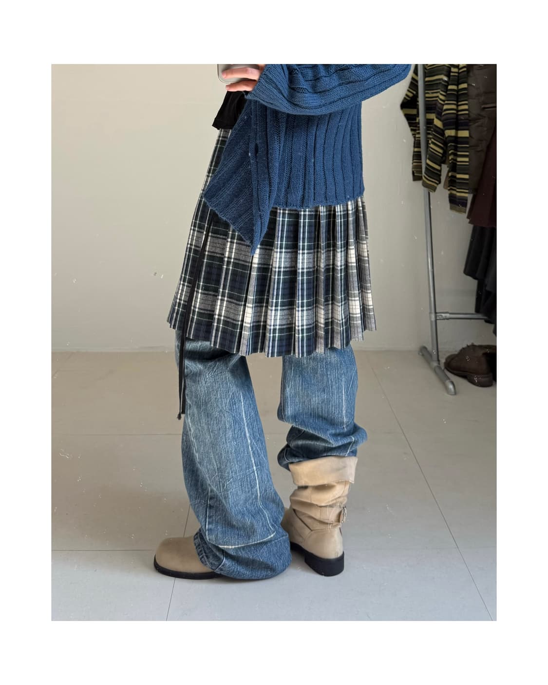 빈티지 체크 스커트 상품이미지2